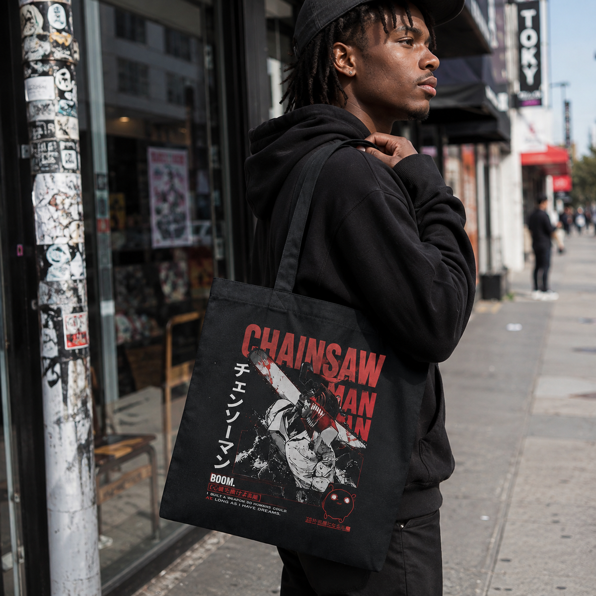 Denji (Chainsaw Man Anime Canvas Tote Bag -), Pochita Boom Chainsaw