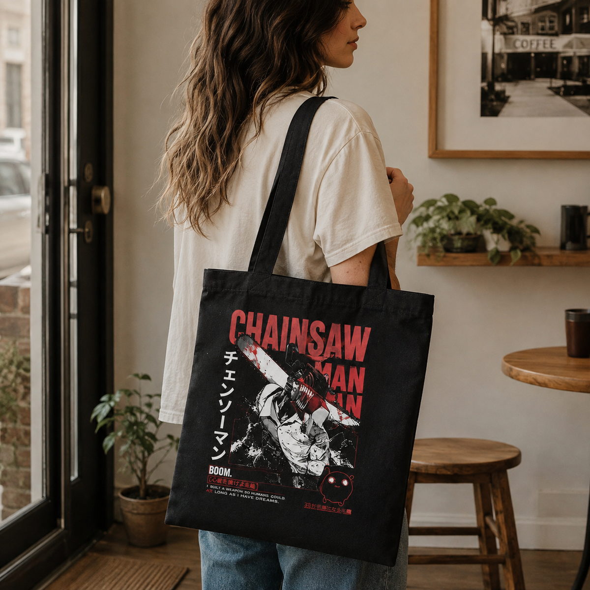 Denji (Chainsaw Man Anime Canvas Tote Bag -), Pochita Boom Chainsaw