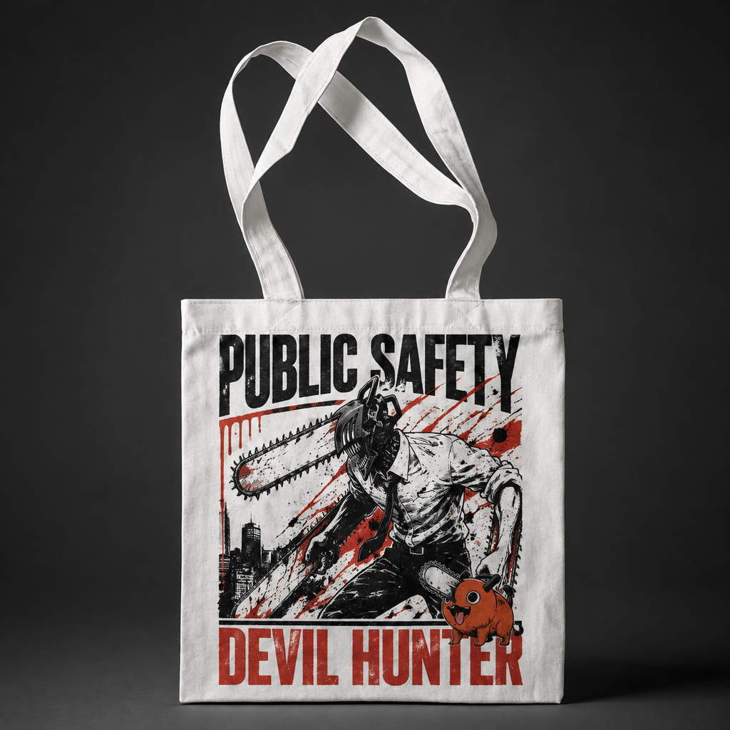 Denji (Chainsaw Man Anime Canvas Tote Bag -), Pochita Devil Hunter Skyline