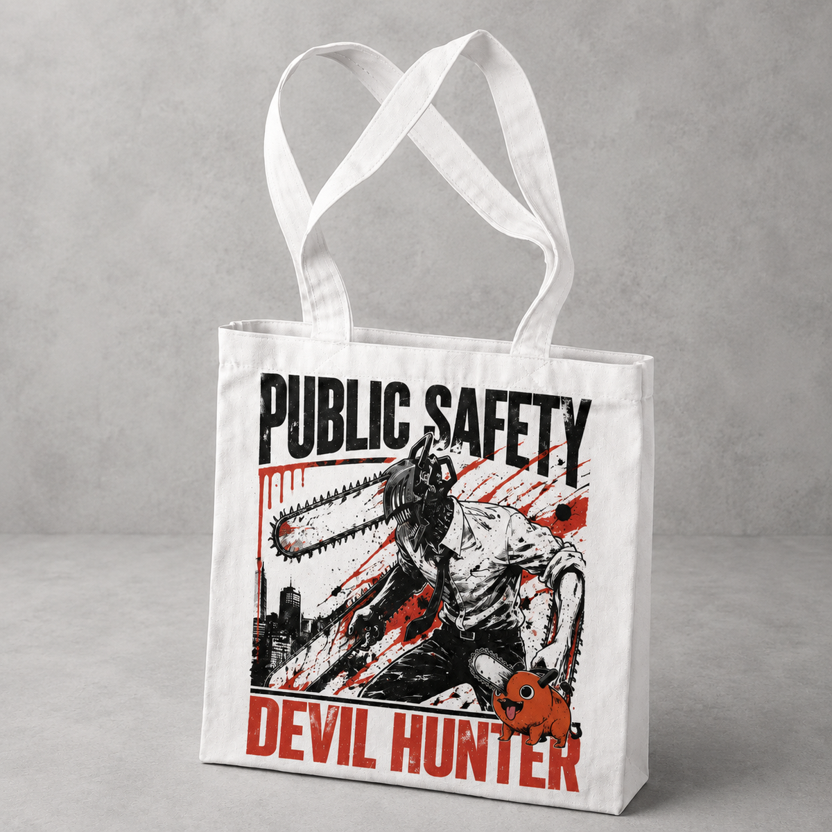 Denji (Chainsaw Man Anime Canvas Tote Bag -), Pochita Devil Hunter Skyline