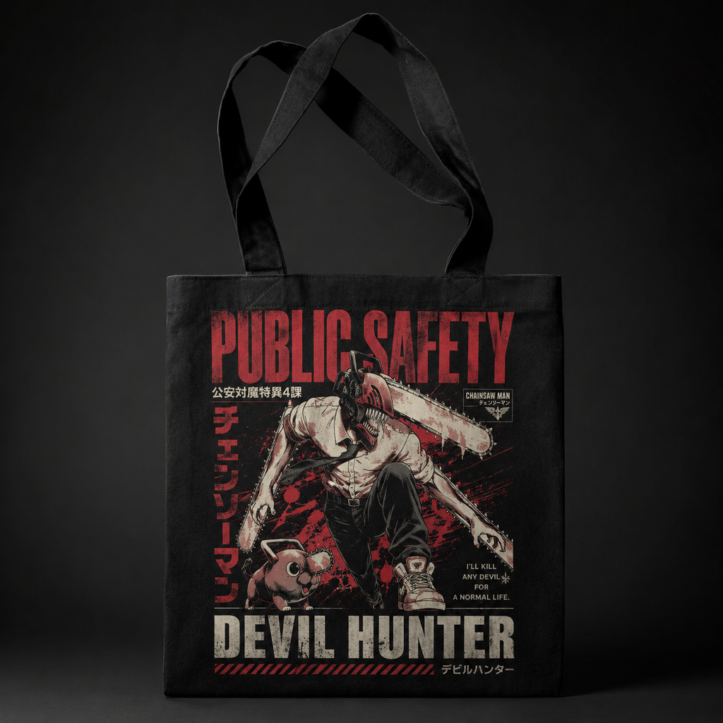 Denji (Chainsaw Man Anime Canvas Tote Bag -), Pochita Kill Any Devil