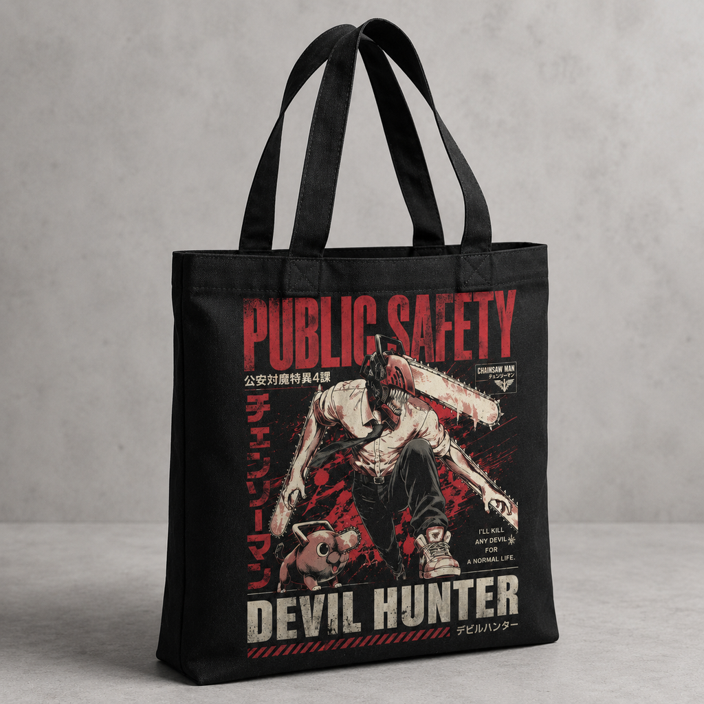 Denji (Chainsaw Man Anime Canvas Tote Bag -), Pochita Kill Any Devil