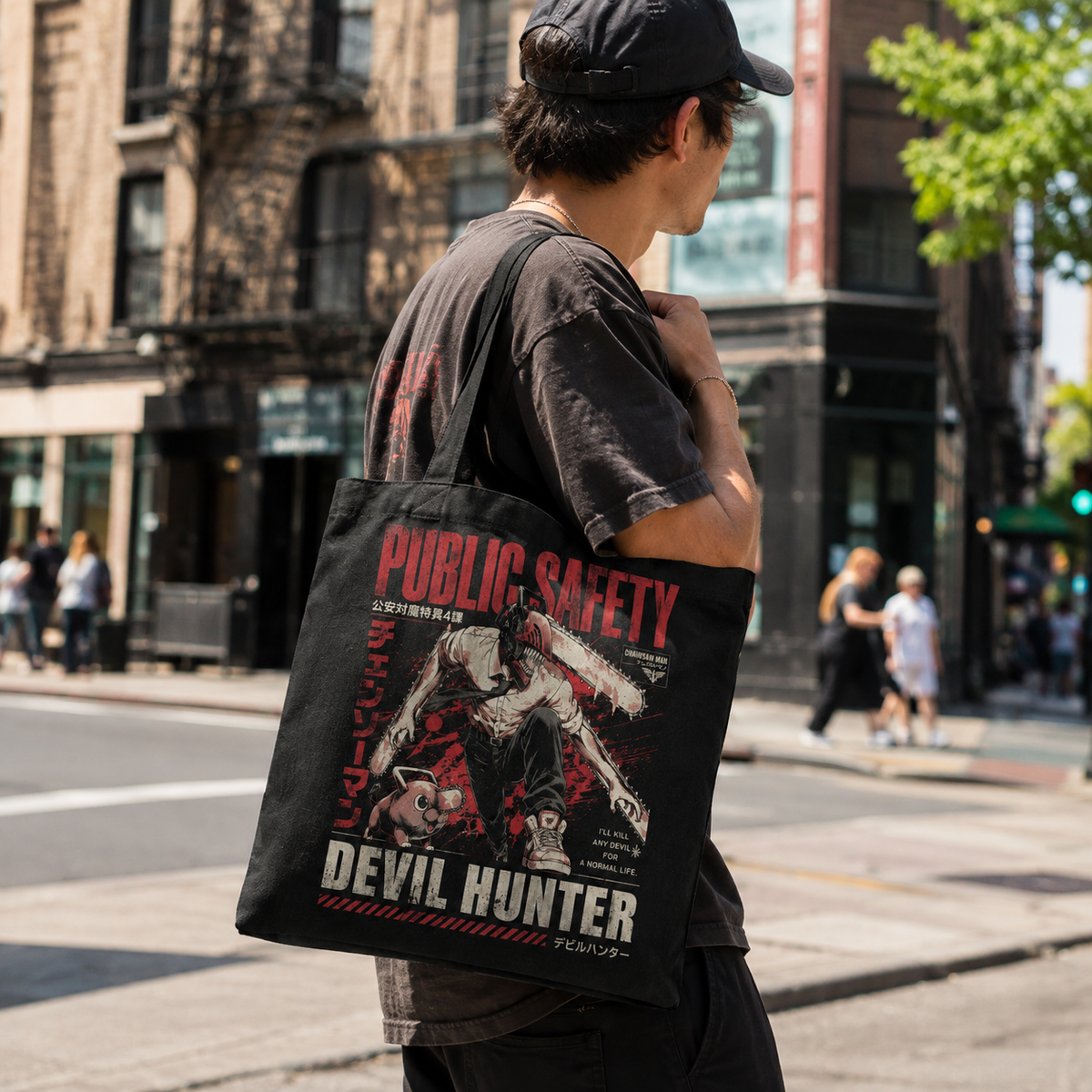 Denji (Chainsaw Man Anime Canvas Tote Bag -), Pochita Kill Any Devil