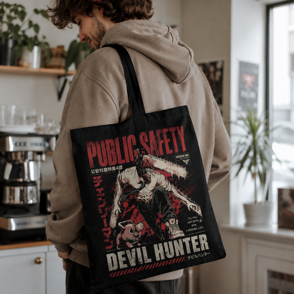 Denji (Chainsaw Man Anime Canvas Tote Bag -), Pochita Kill Any Devil