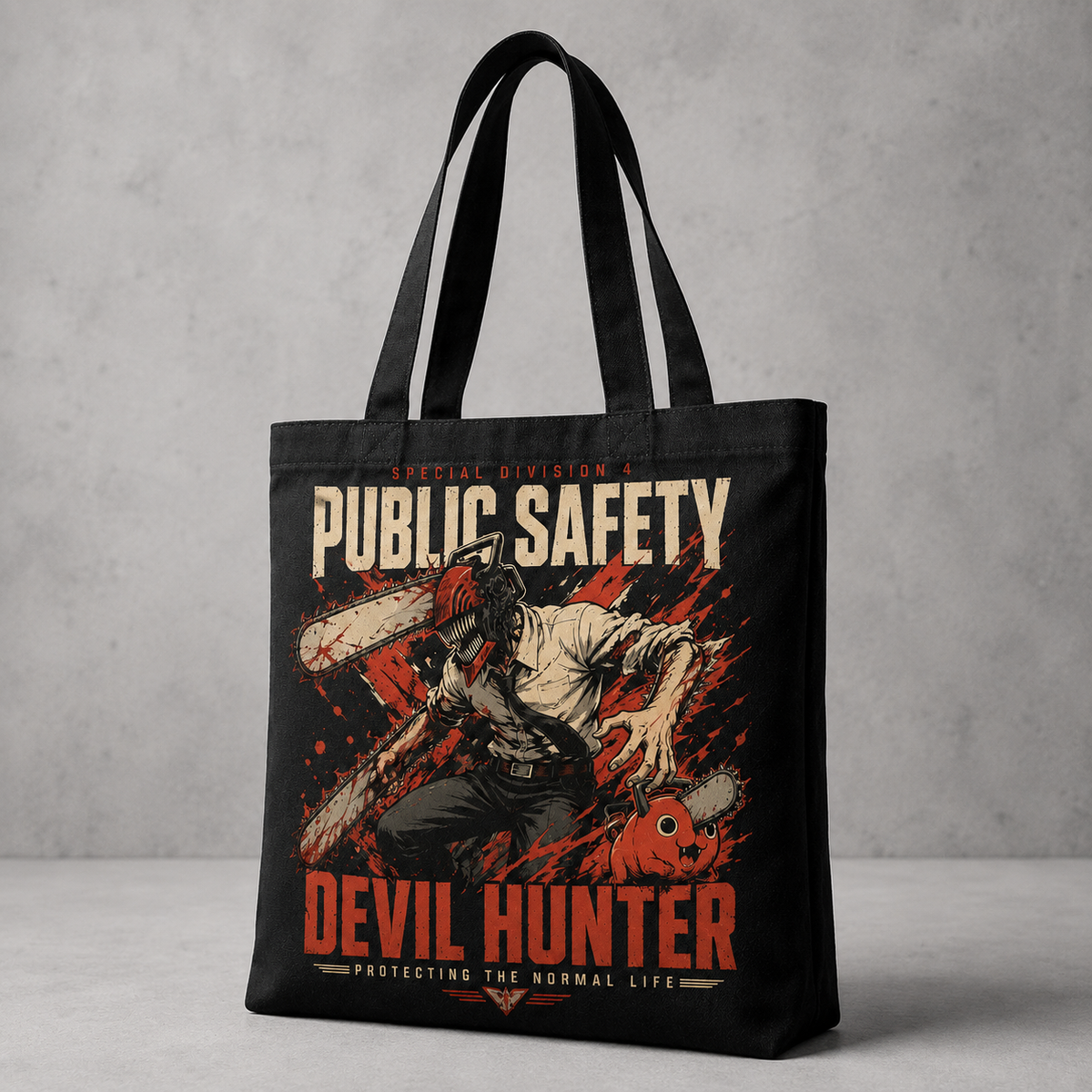 Denji (Chainsaw Man Anime Canvas Tote Bag -), Pochita Public Safety Rush