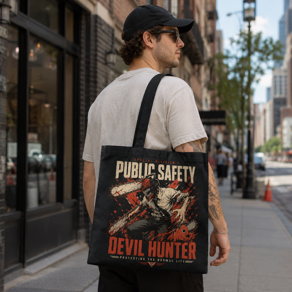 Denji (Chainsaw Man Anime Canvas Tote Bag -), Pochita Public Safety Rush