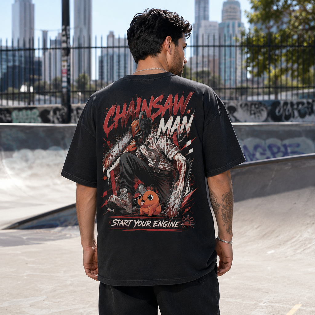 Denji Chainsaw Man Anime Graphic Tee - Start Your Engine