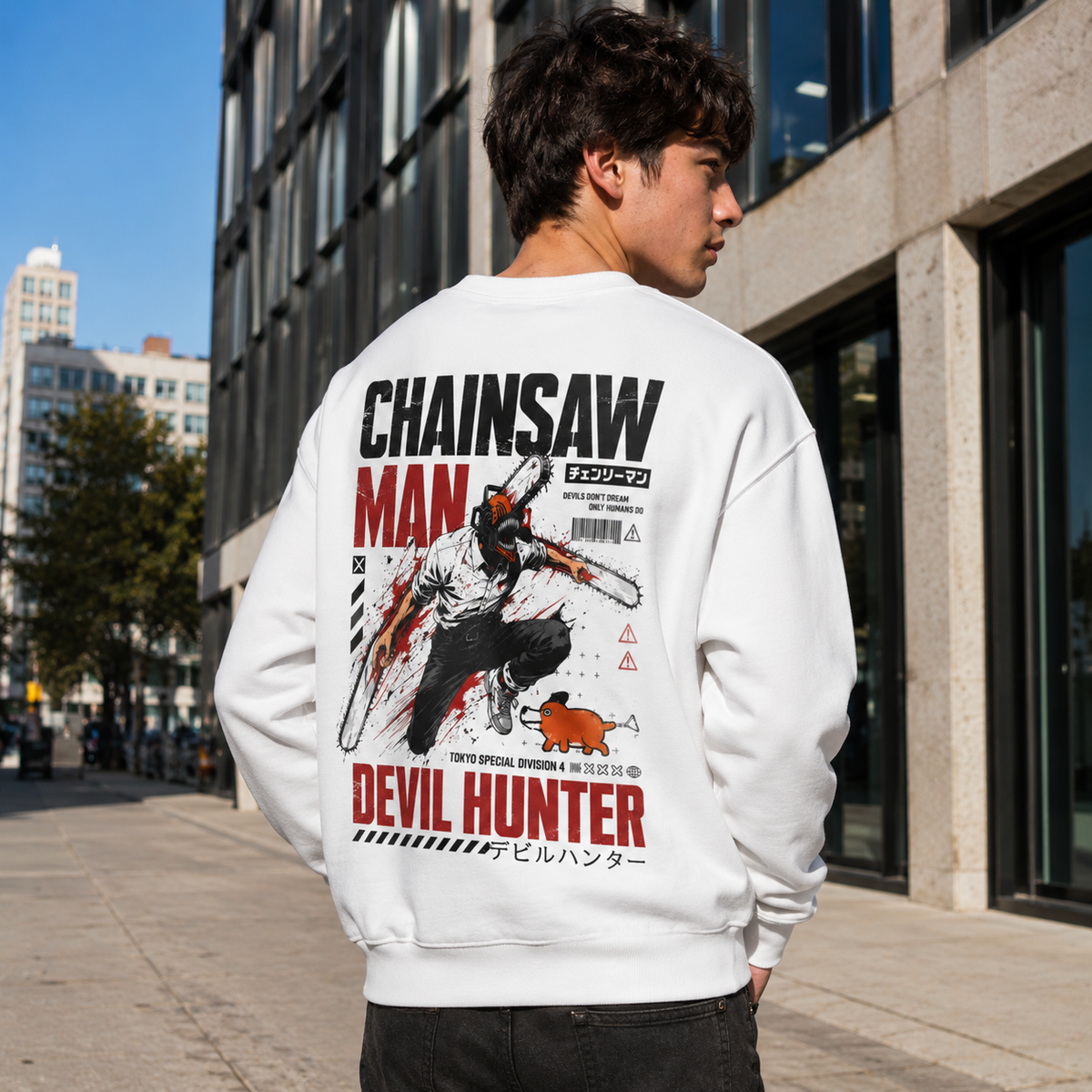 Denji, Pochita Chainsaw Man Anime Sweatshirt - Tokyo Division