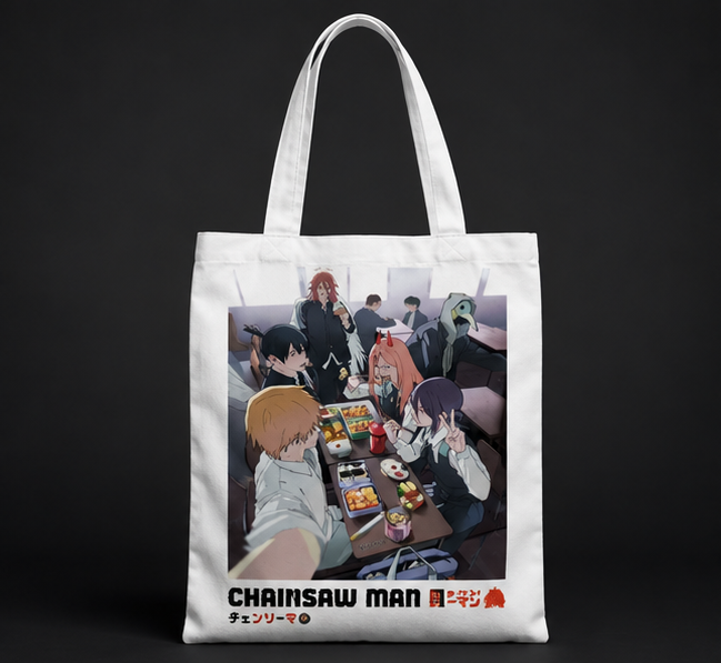 Denji, Power, Aki Hayakawa, Angel Devil (Chainsaw Man Anime Canvas Tote Bag -) Bento Hangout