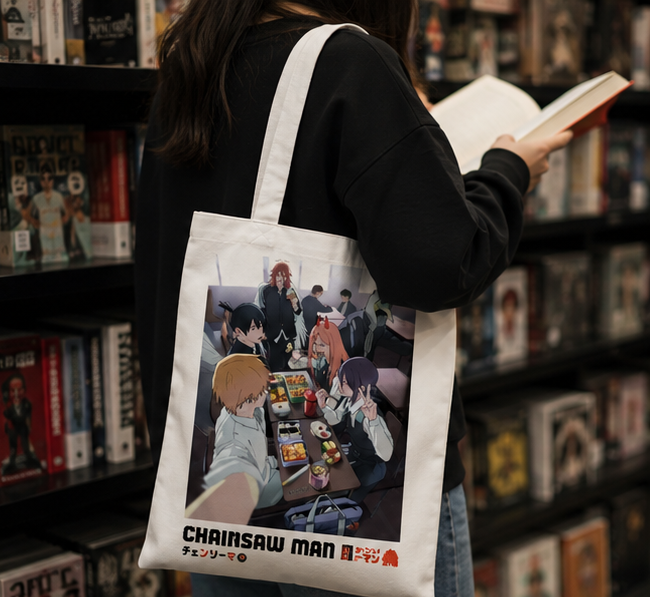 Denji, Power, Aki Hayakawa, Angel Devil (Chainsaw Man Anime Canvas Tote Bag -) Bento Hangout