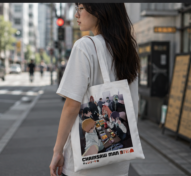 Denji, Power, Aki Hayakawa, Angel Devil (Chainsaw Man Anime Canvas Tote Bag -) Bento Hangout