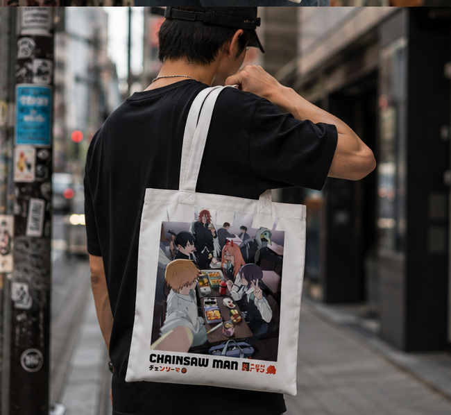 Denji, Power, Aki Hayakawa, Angel Devil (Chainsaw Man Anime Canvas Tote Bag -) Bento Hangout