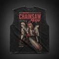 Denji, Power, Aki Hayakawa Chainsaw Man Anime Tank Top - Extermination Squad Acid Wash Vest