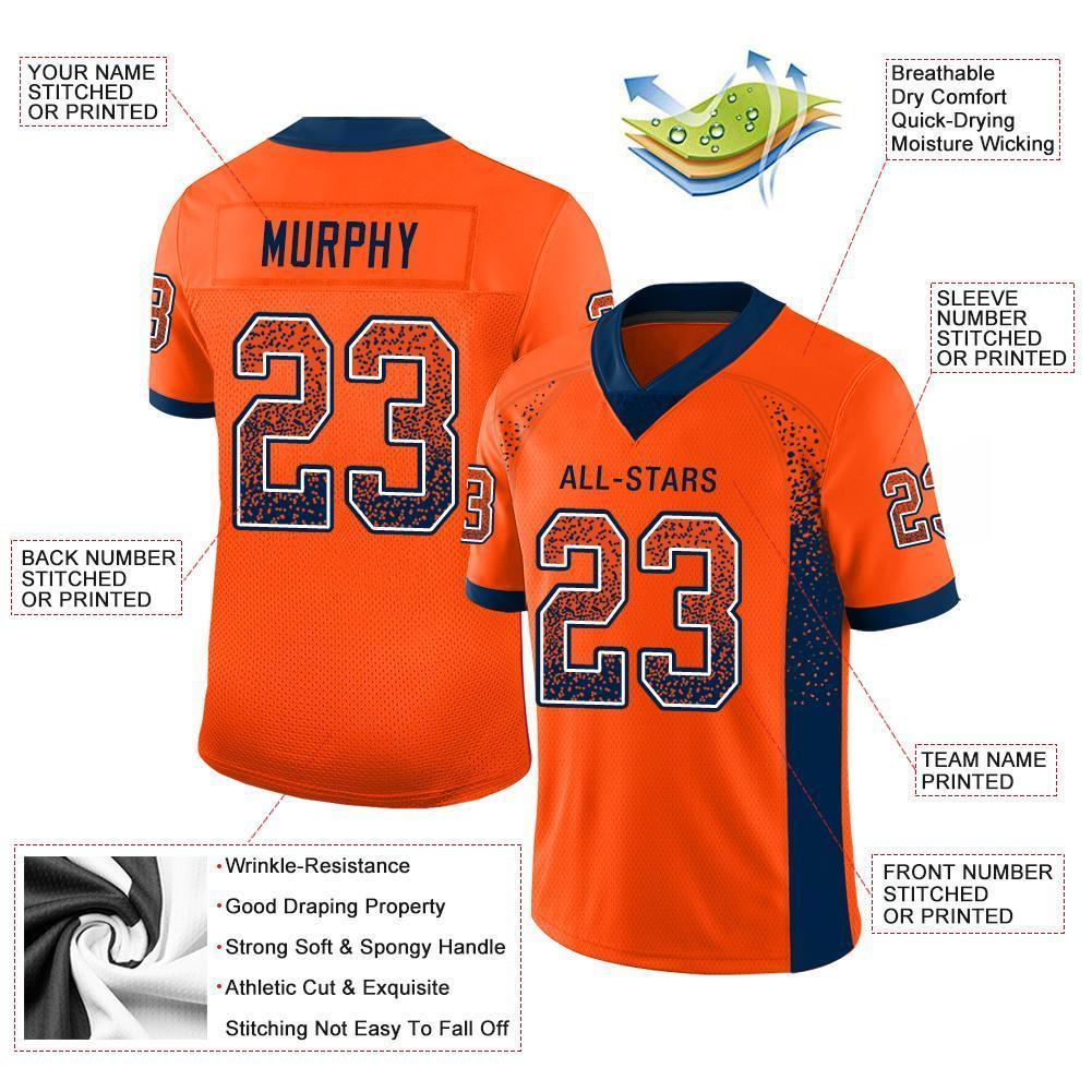 Custom Football Jersey - Orange Navy-White Drift Fashion