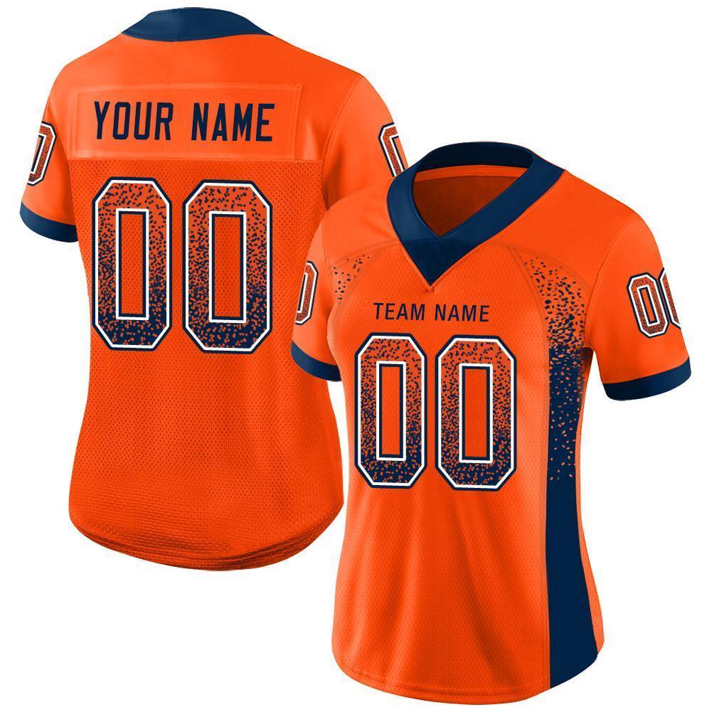 Custom Football Jersey - Orange Navy-White Drift Fashion