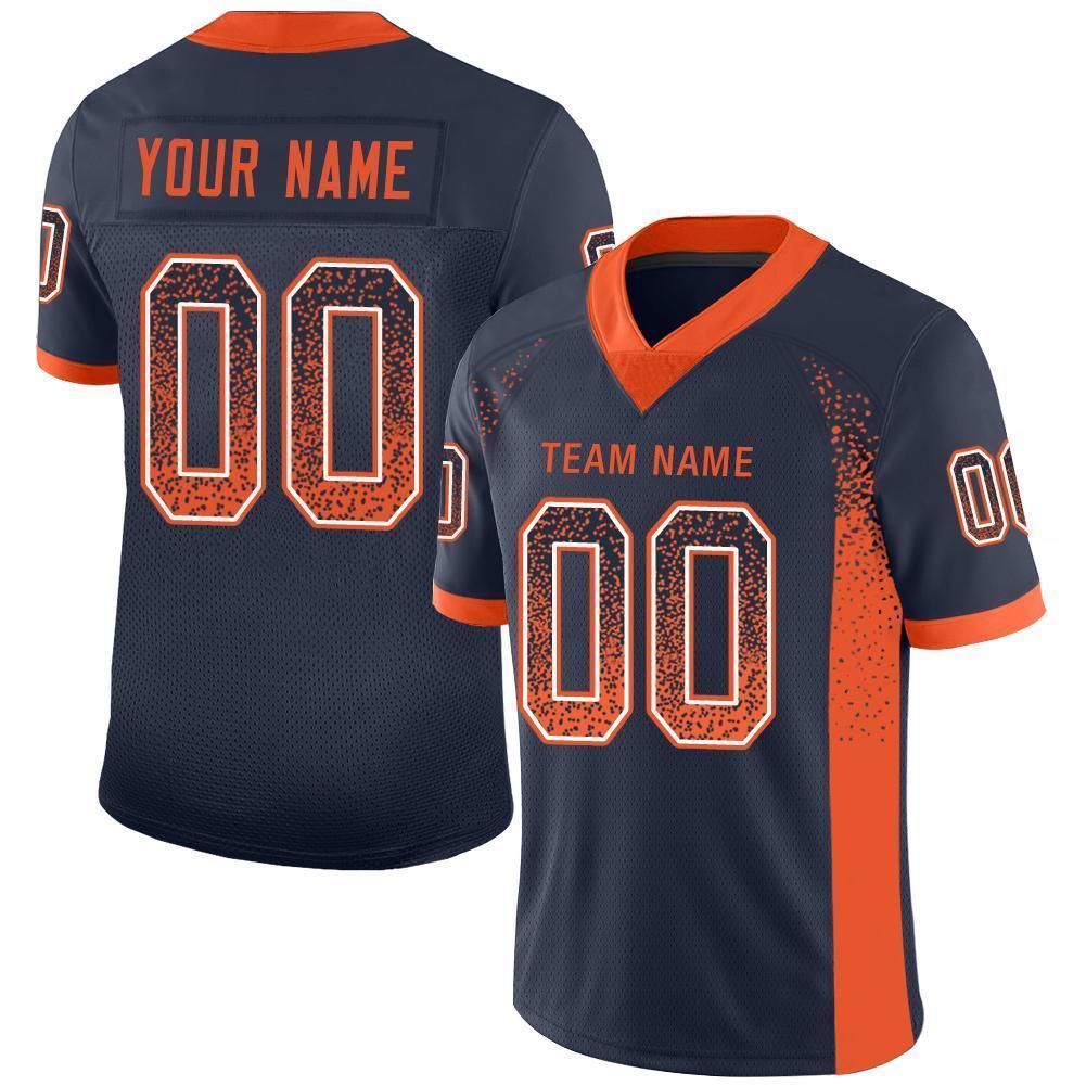 Custom Football Jersey - Navy Orange-White Drift Fashion