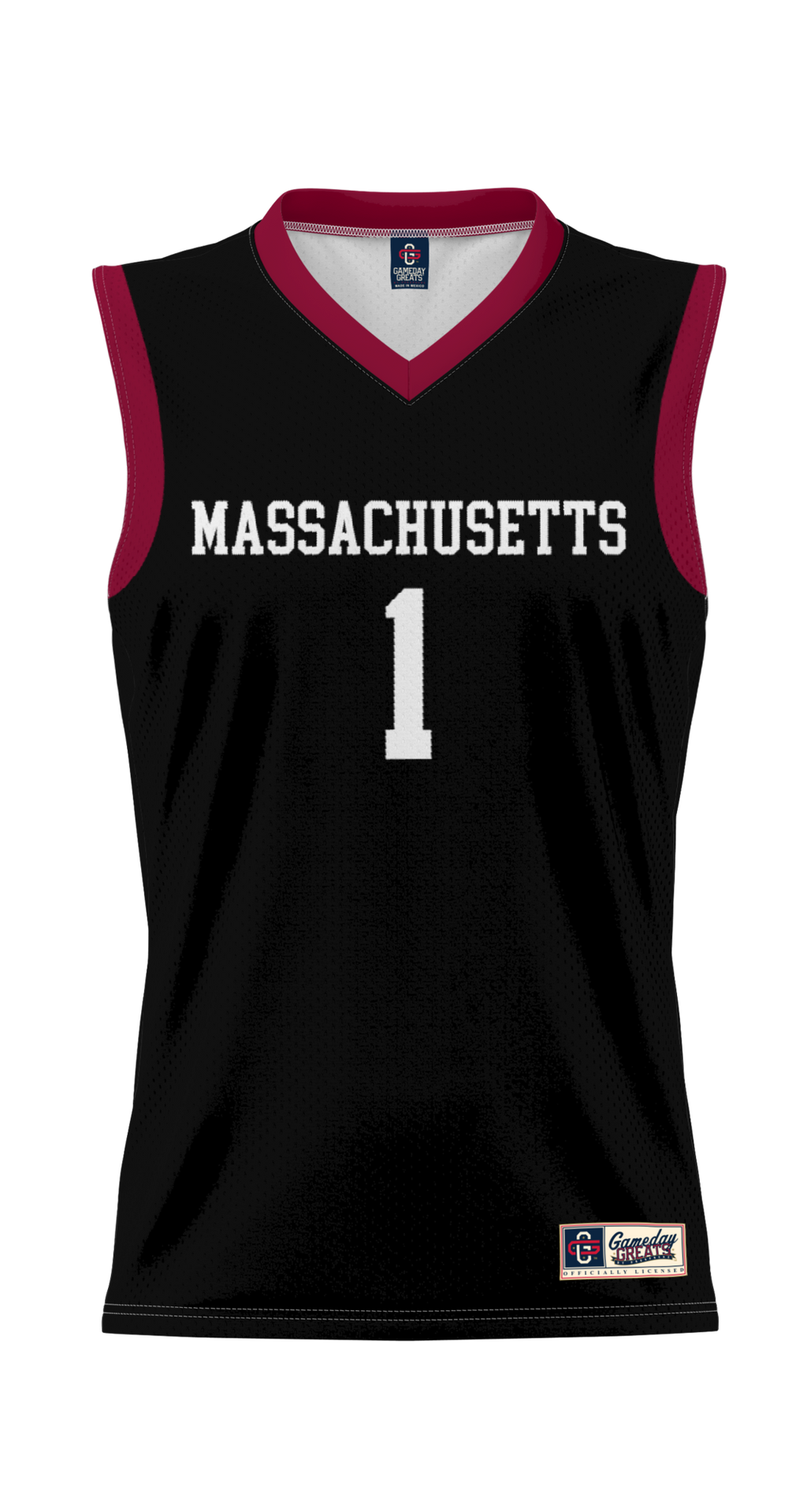 #1 UMass Minutemen Lightweight Basketball Jersey - Black