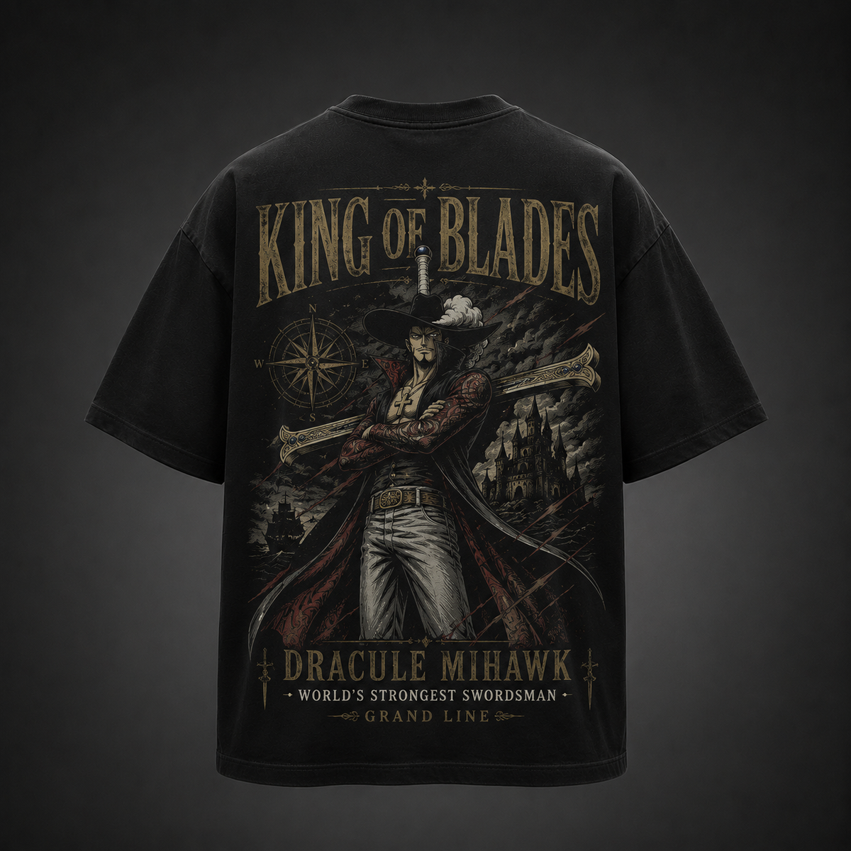 Dracule Mihawk One Piece Anime Graphic Tee - King Of Blades