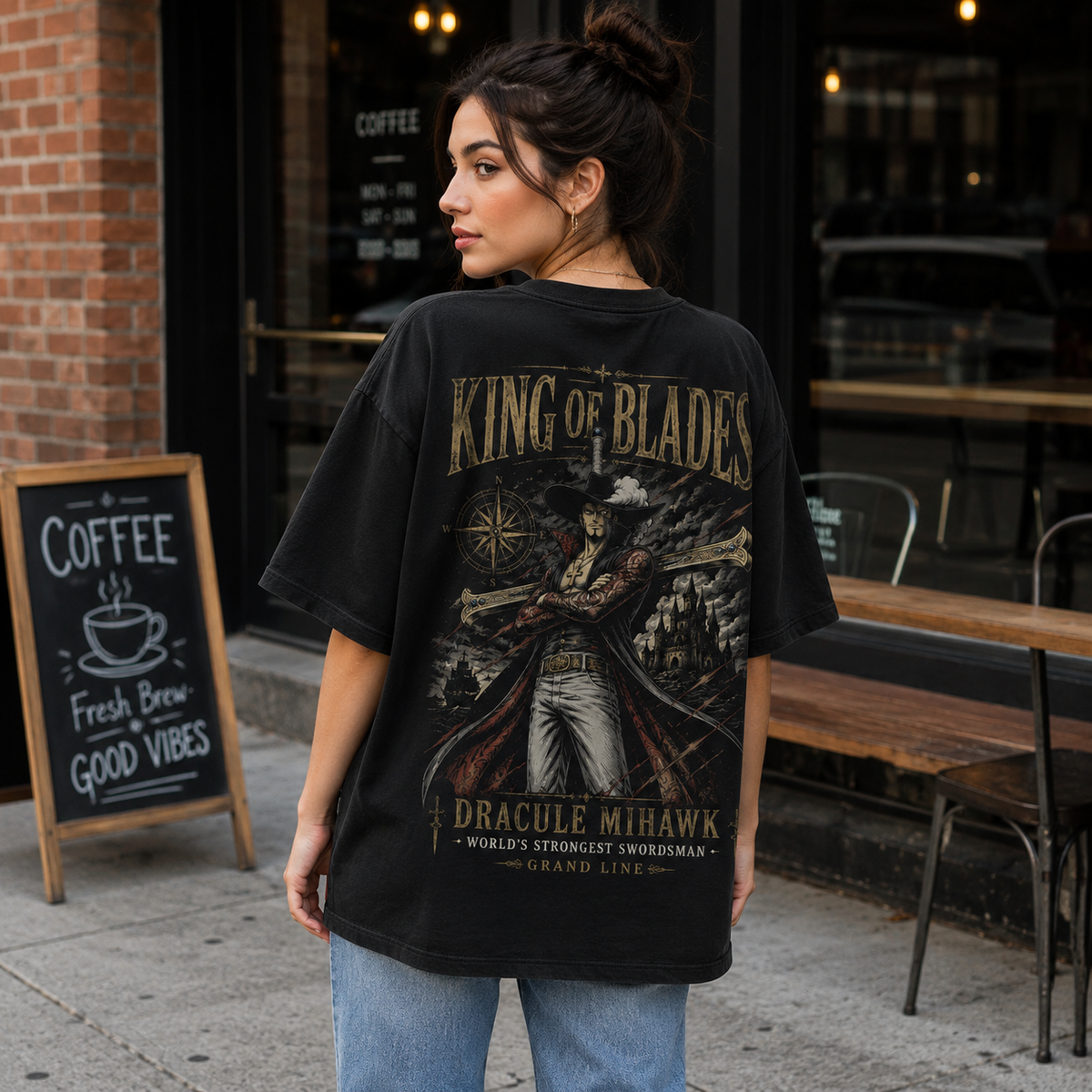 Dracule Mihawk One Piece Anime Graphic Tee - King Of Blades