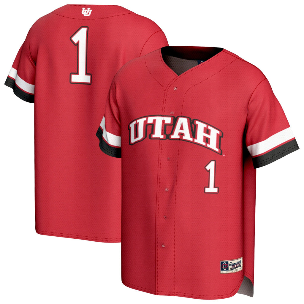 #1 Utah Utes Lightweight Collegiate Baseball Fashion Jersey - Red