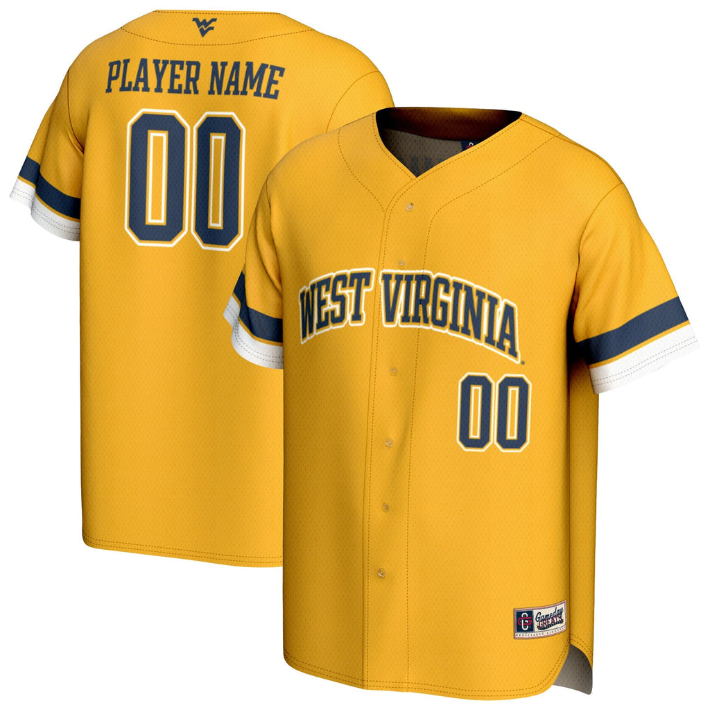 West Virginia Mountaineers NIL Pick-A-Player Lightweight Collegiate Baseball Fashion Jersey - Gold