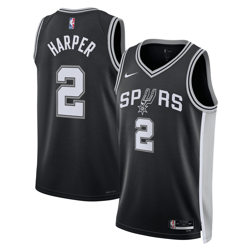 San Antonio Spurs Icon Edition Swingman Jersey NBA 2025 First Round Draft Pick - Black - Dylan Harper