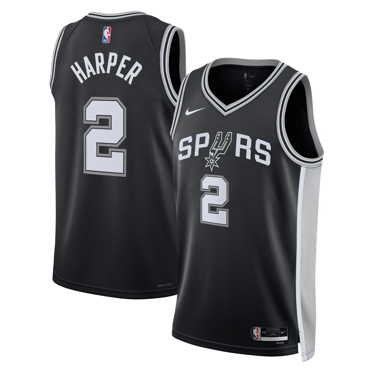San Antonio Spurs Icon Edition Swingman Jersey NBA 2025 First Round Draft Pick - Black - Dylan Harper