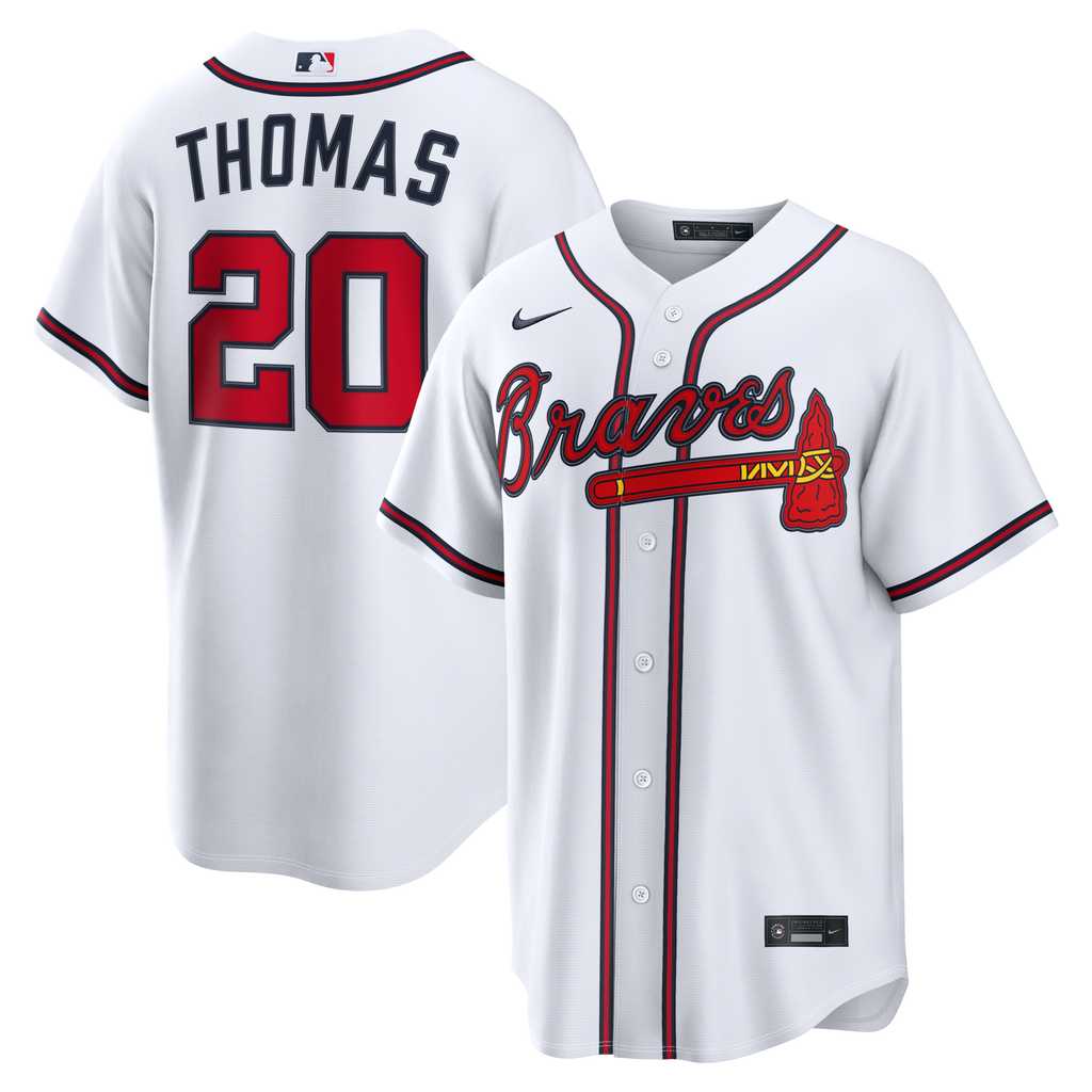Atlanta Braves Lane Thomas White Home Replica Baseball Jersey