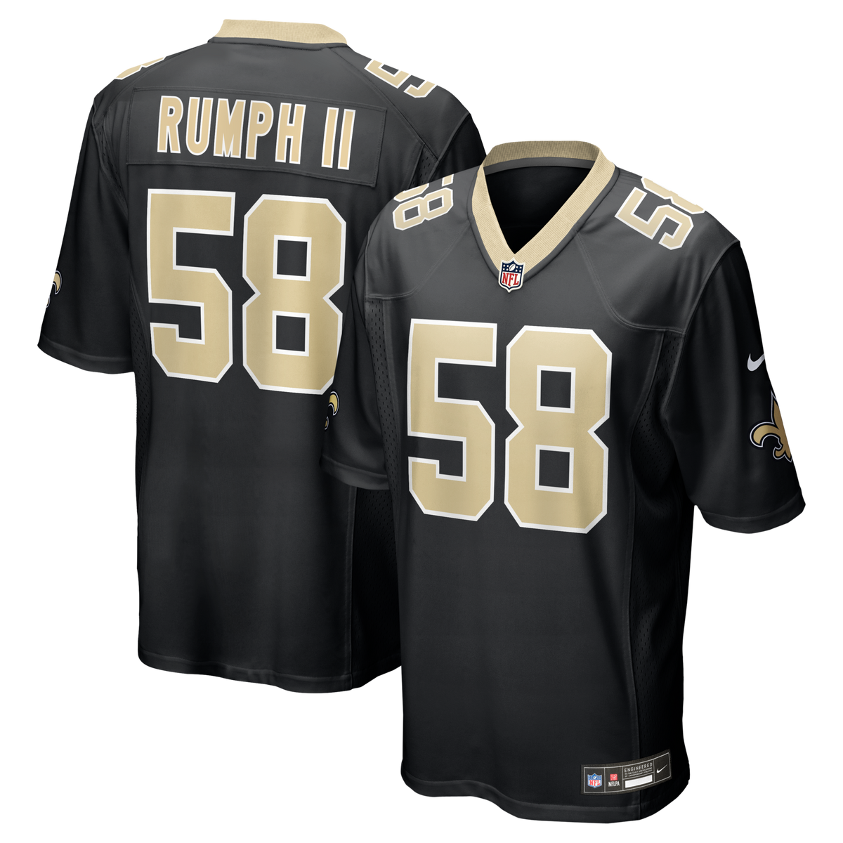 New Orleans Saints Chris Rumph II Black Team Game Football Jersey