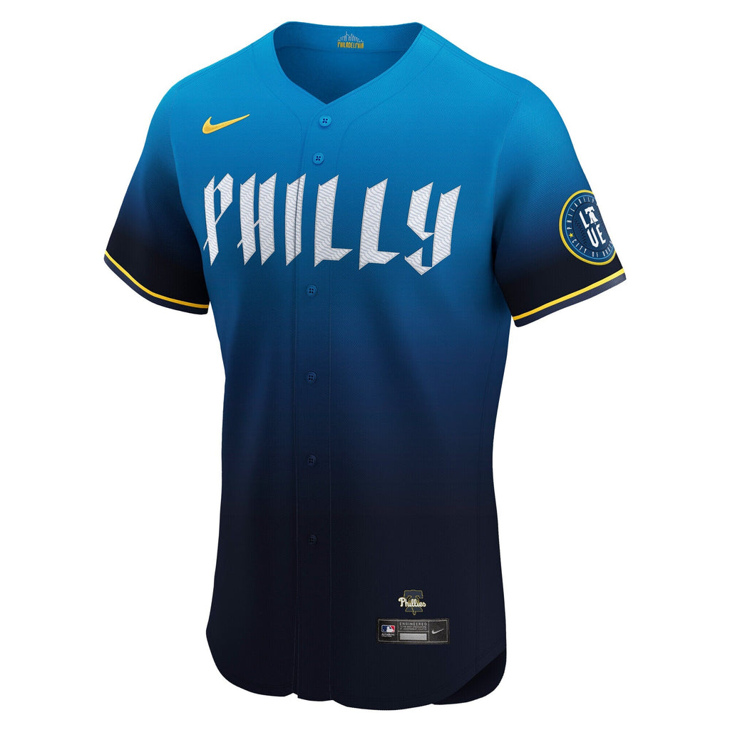 Philadelphia Phillies Bryce Harper Navy City Connect Elite Baseball Jersey