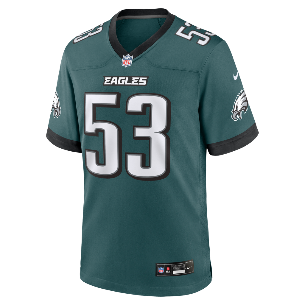 Philadelphia Eagles Zack Baun Midnight Green Team Game Football Jersey