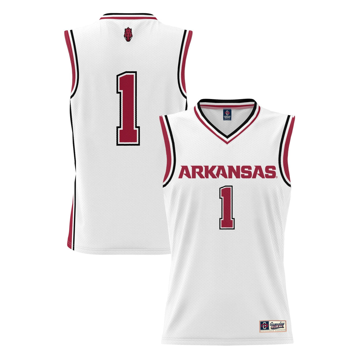 #1 White Arkansas Razorbacks Lightweight Basketball Jersey