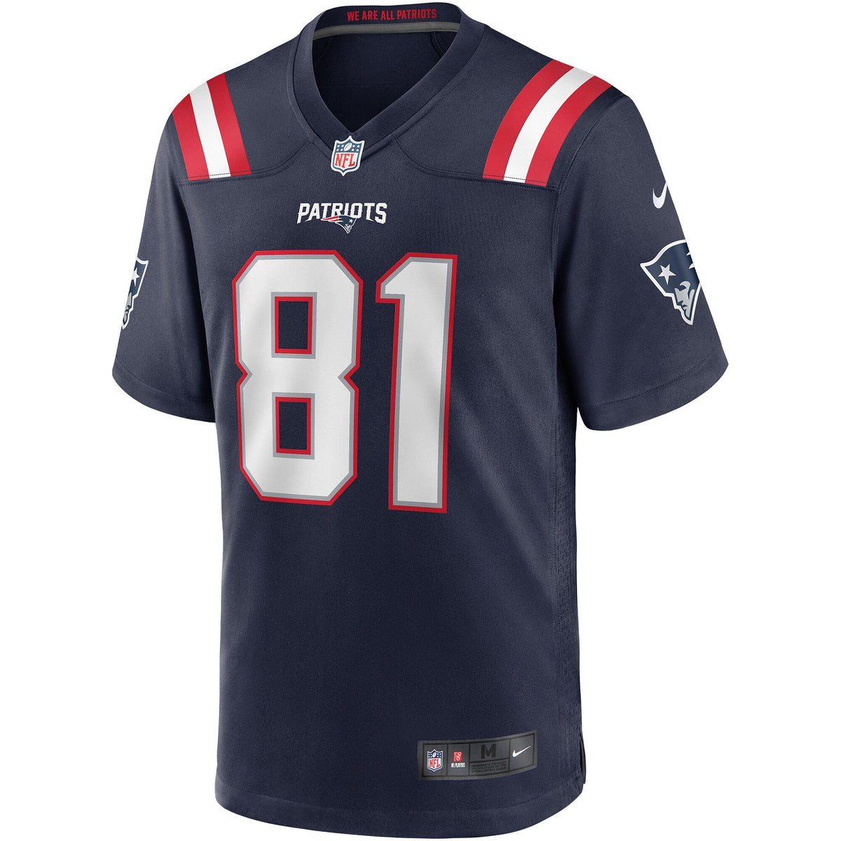 New England Patriots Randy Moss Navy Game Retired Player Football Jersey