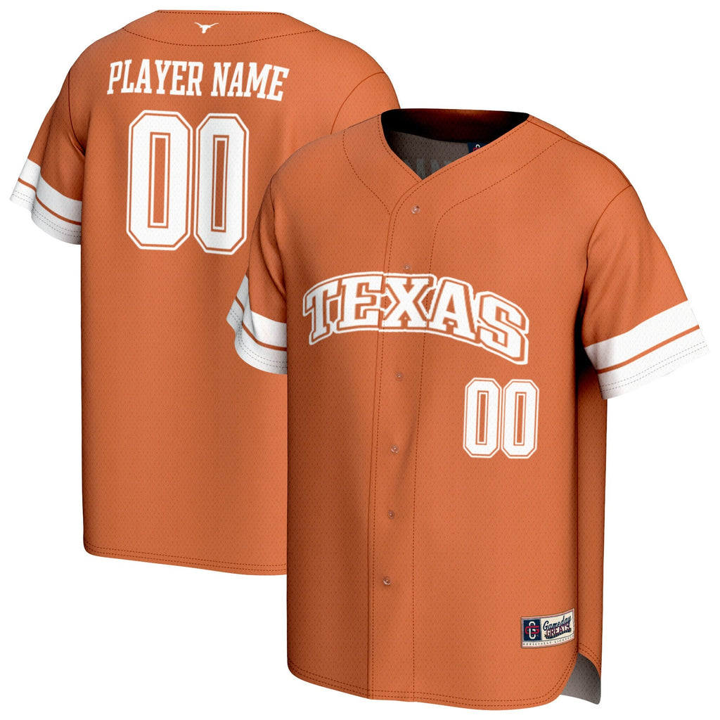 Texas Longhorns NIL Pick-A-Player Lightweight Collegiate Baseball Fashion Jersey - Texas Orange