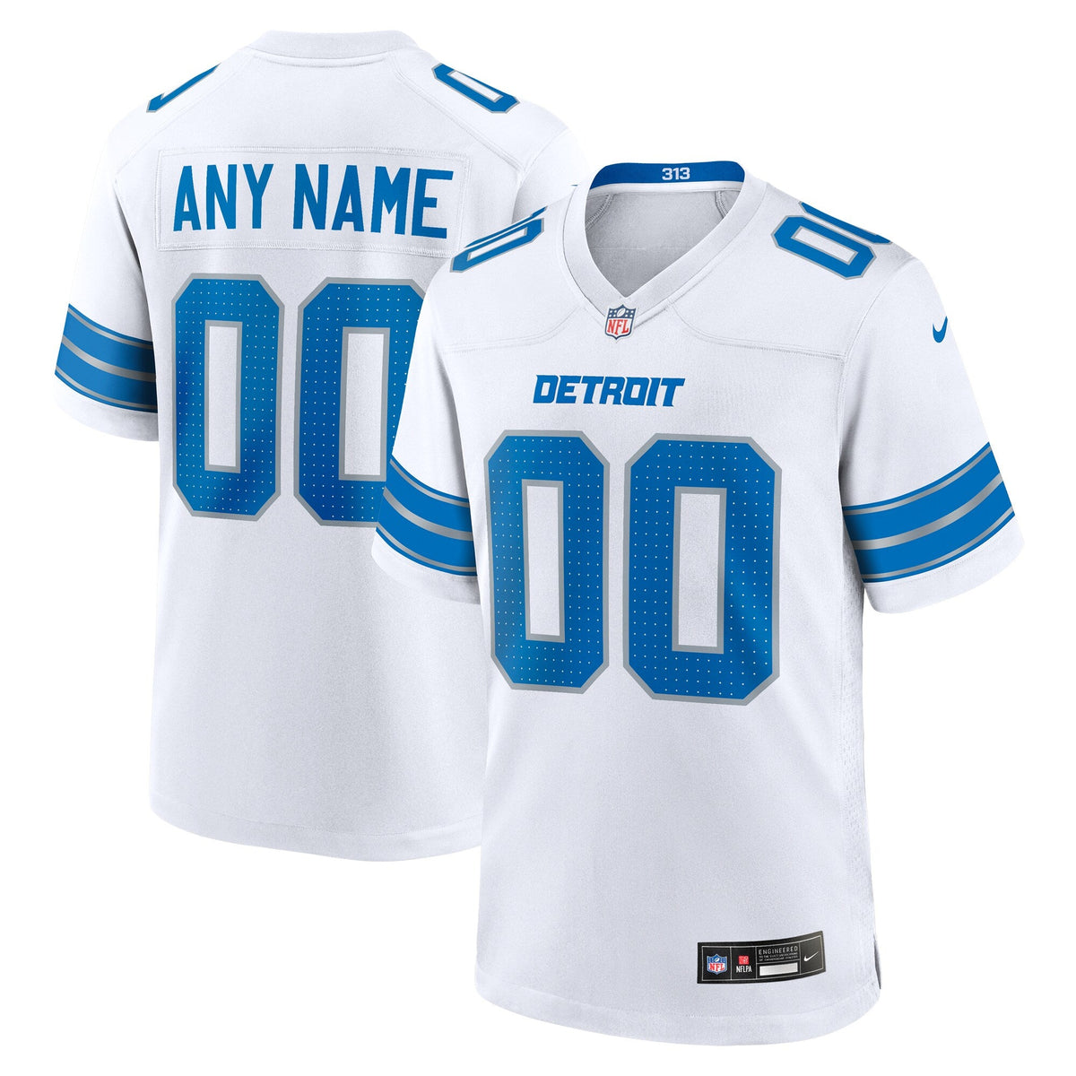 Detroit Lions White Custom Game Football Jersey