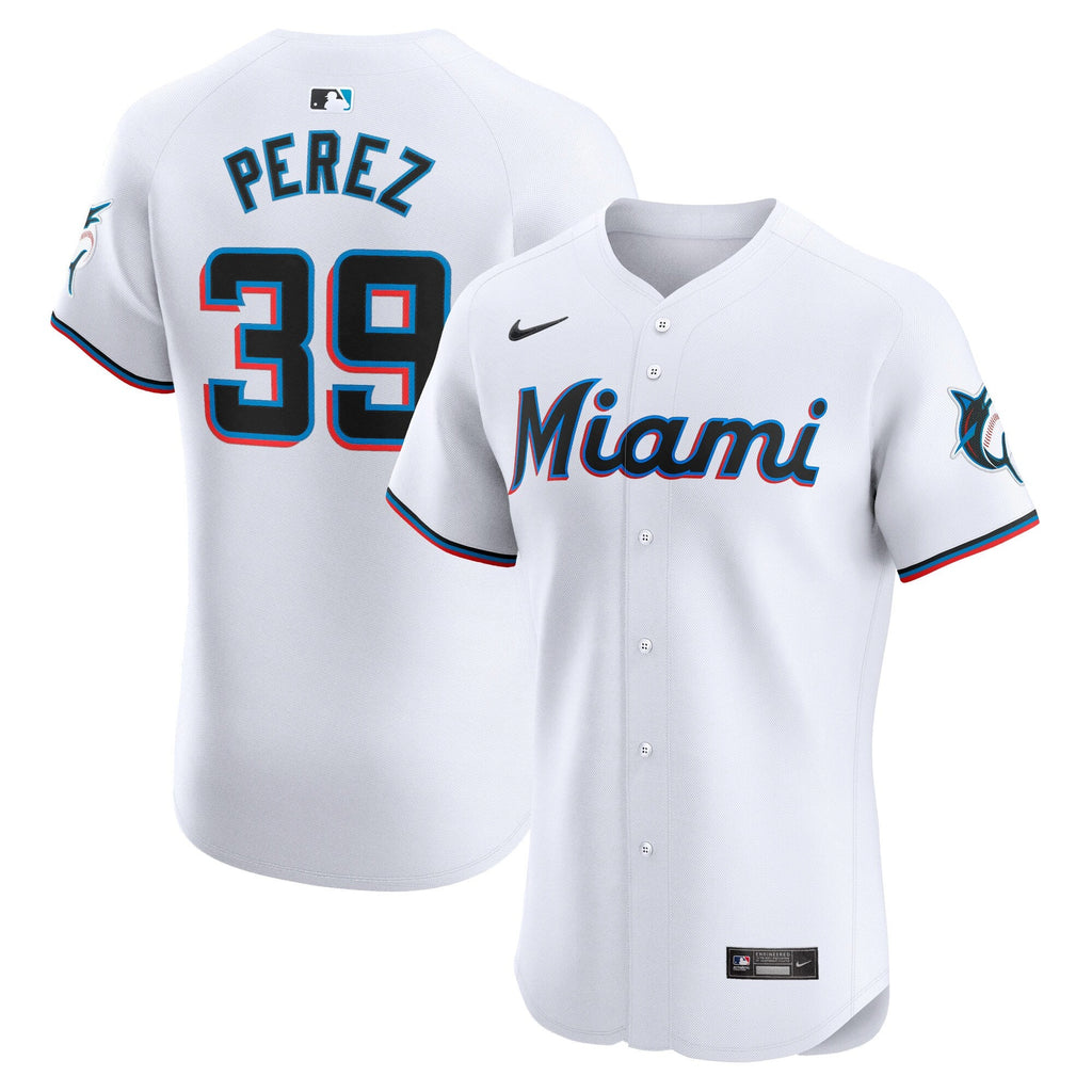 Miami Marlins Eury Perez White Home Elite Player Baseball Jersey