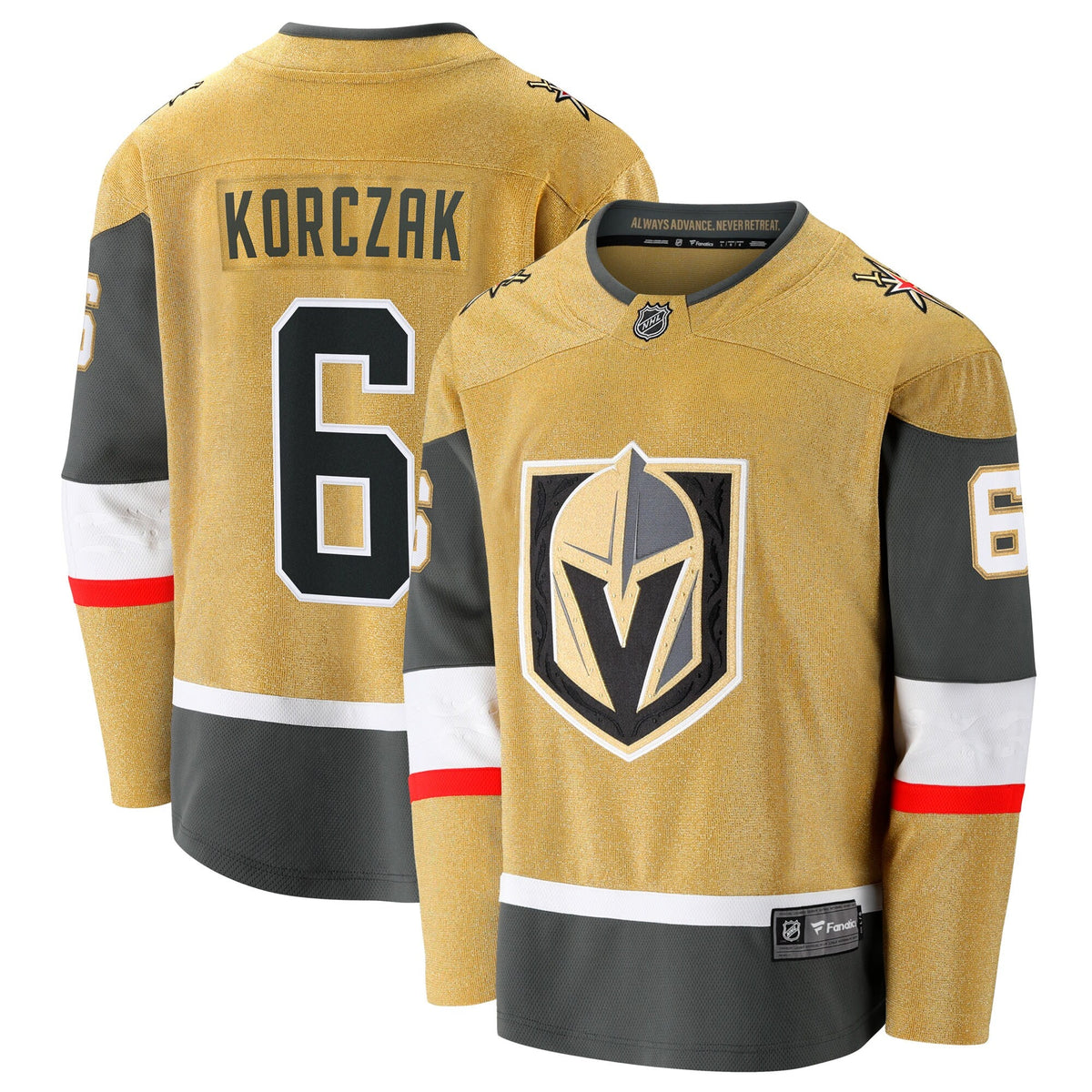 Vegas Golden Knights Kaedan Korczak Gold Home Breakaway Hockey Jersey