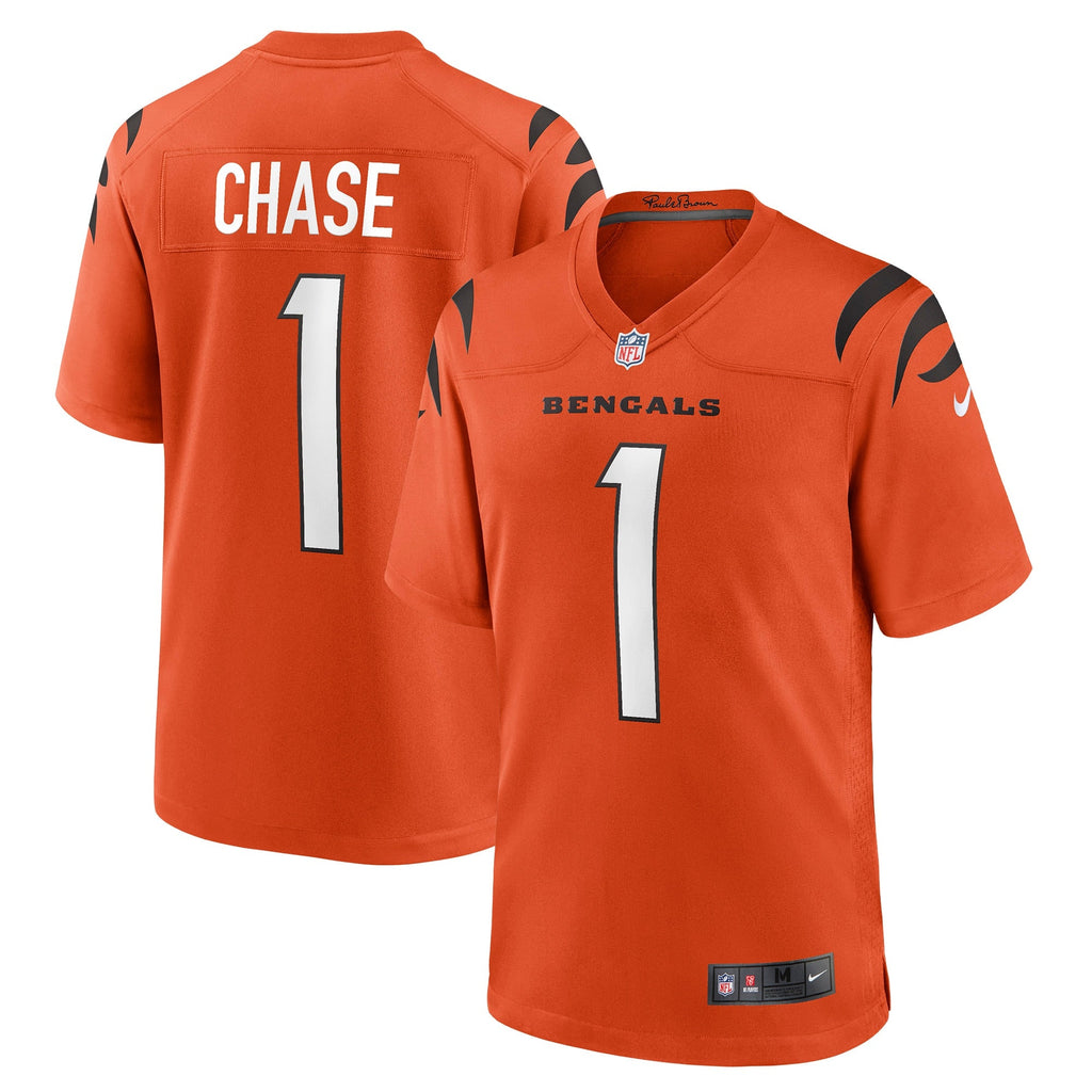 Cincinnati Bengals Ja'Marr Chase Orange Alternate Game Football Jersey