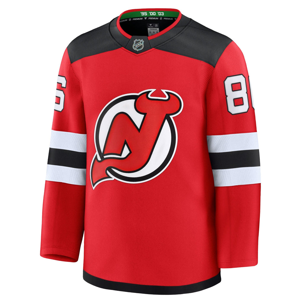 New Jersey Devils Jack Hughes Red Home Premium Jersey