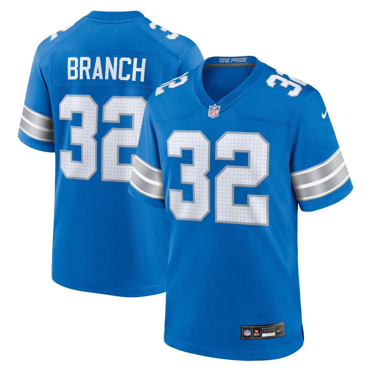 Detroit Lions Brian Branch Blue Game Football Jersey