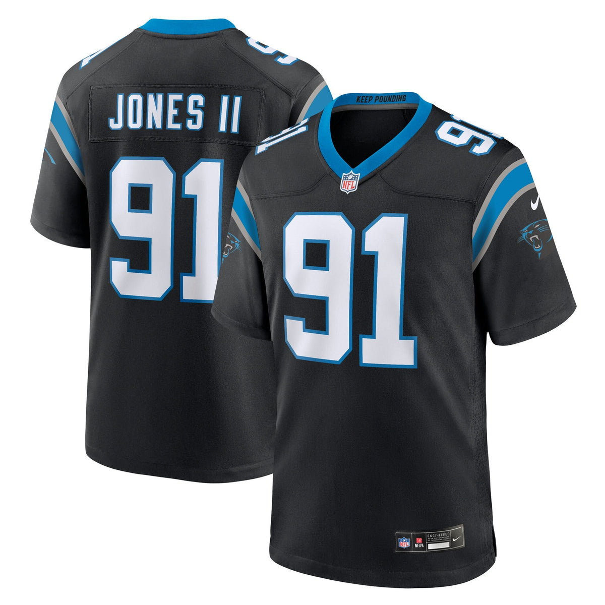 Carolina Panthers Patrick Jones II Black Team Game Football Jersey