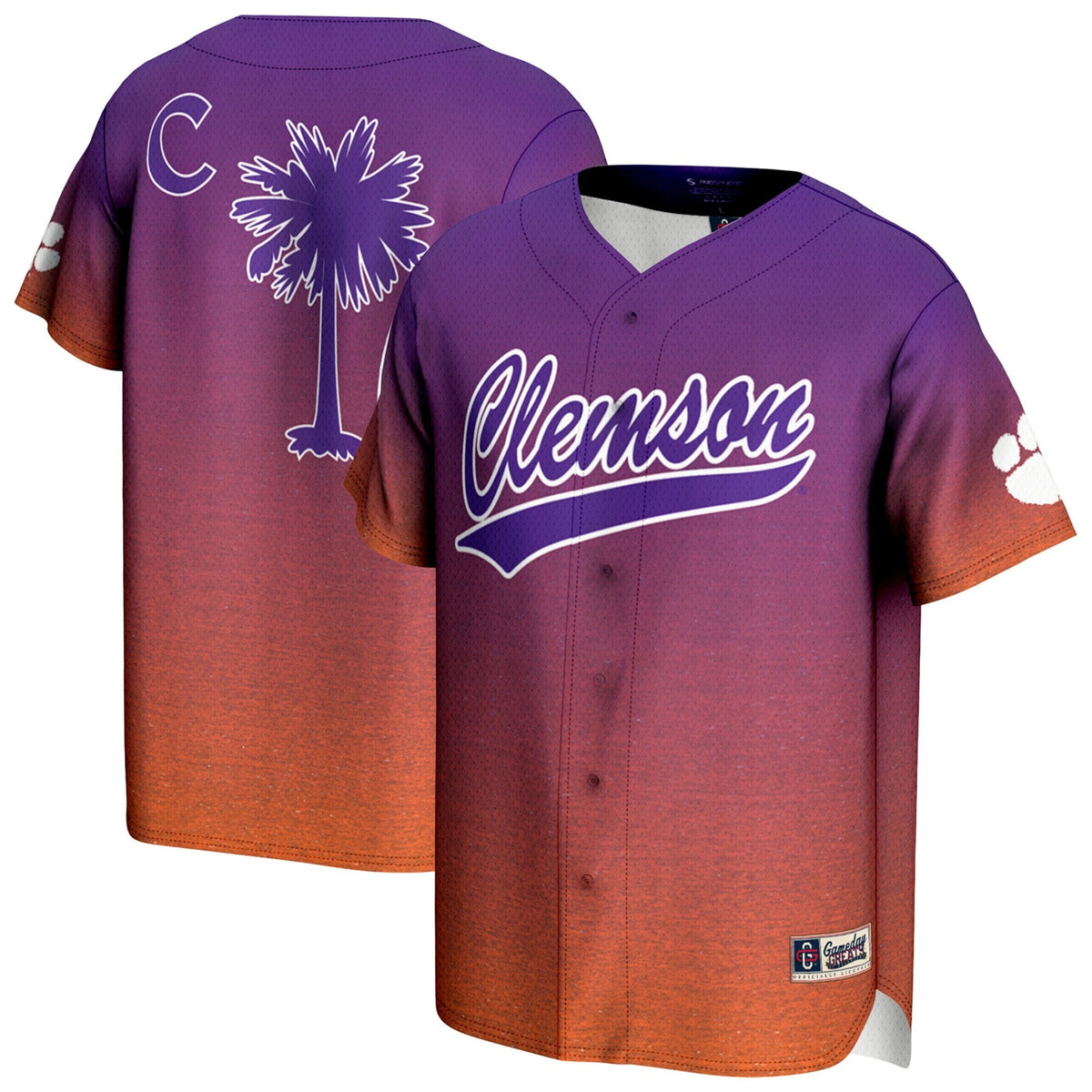 Purple/Orange Clemson Tigers Lightweight Baseball Jersey