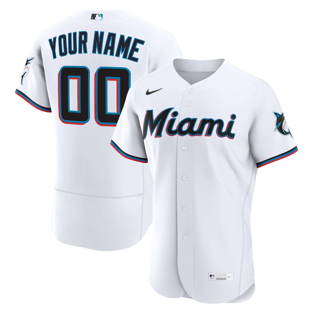 Miami Marlins White Home Custom Baseball Jersey