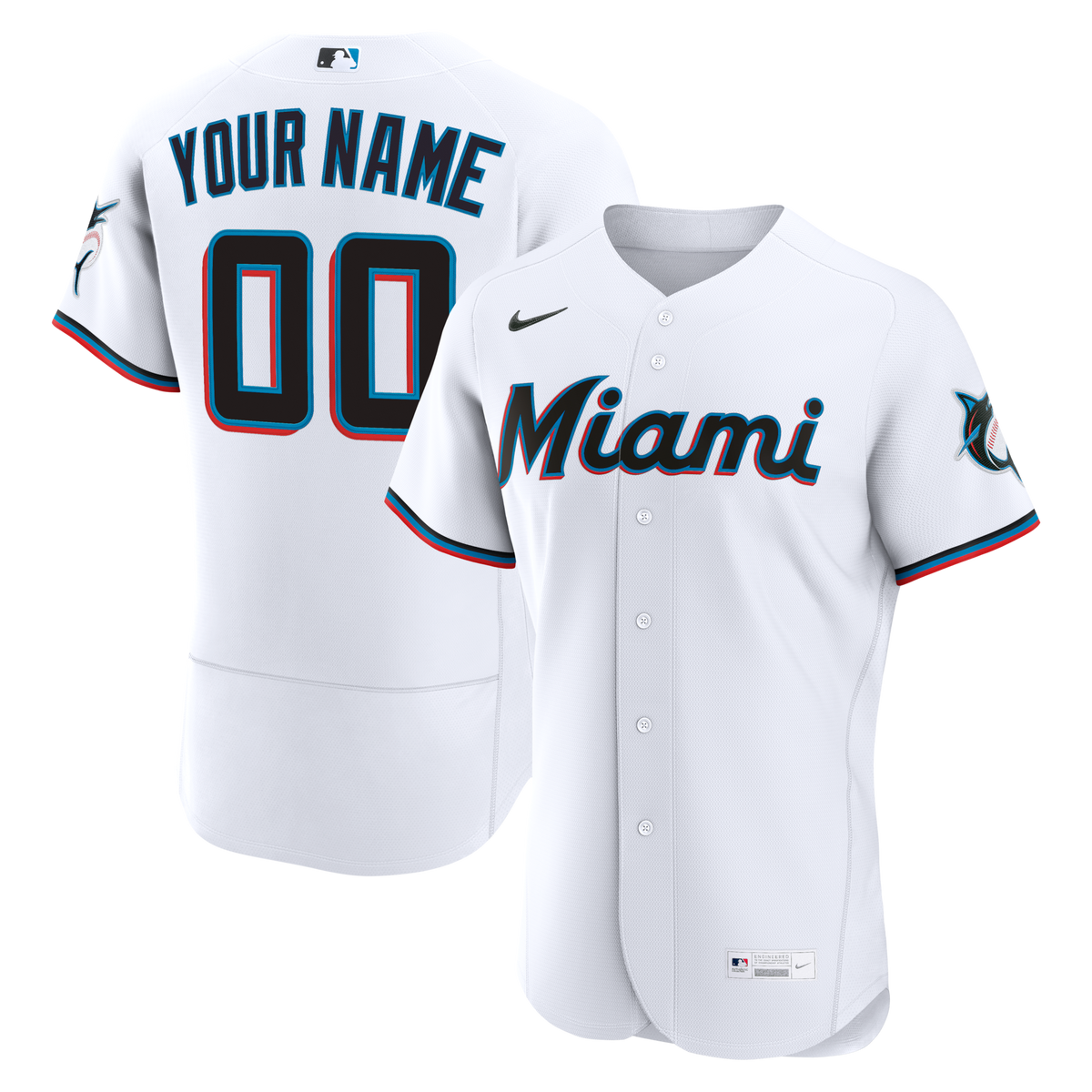 Miami Marlins White Home Custom Baseball Jersey