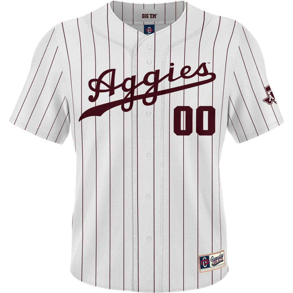 Texas A&M Aggies NIL Pick-A-Player Lightweight Baseball Jersey - White