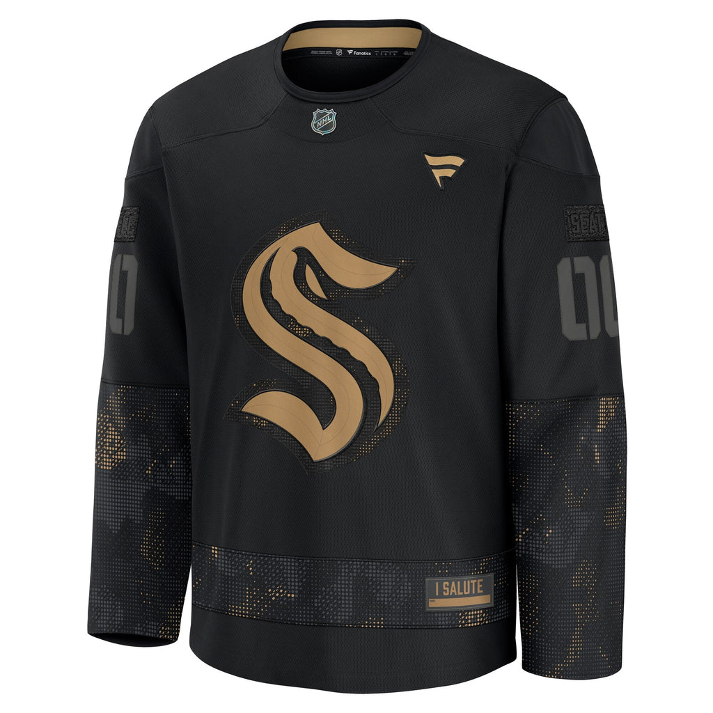 Seattle Kraken Black 2024 Military Appreciation Custom Practice Jersey