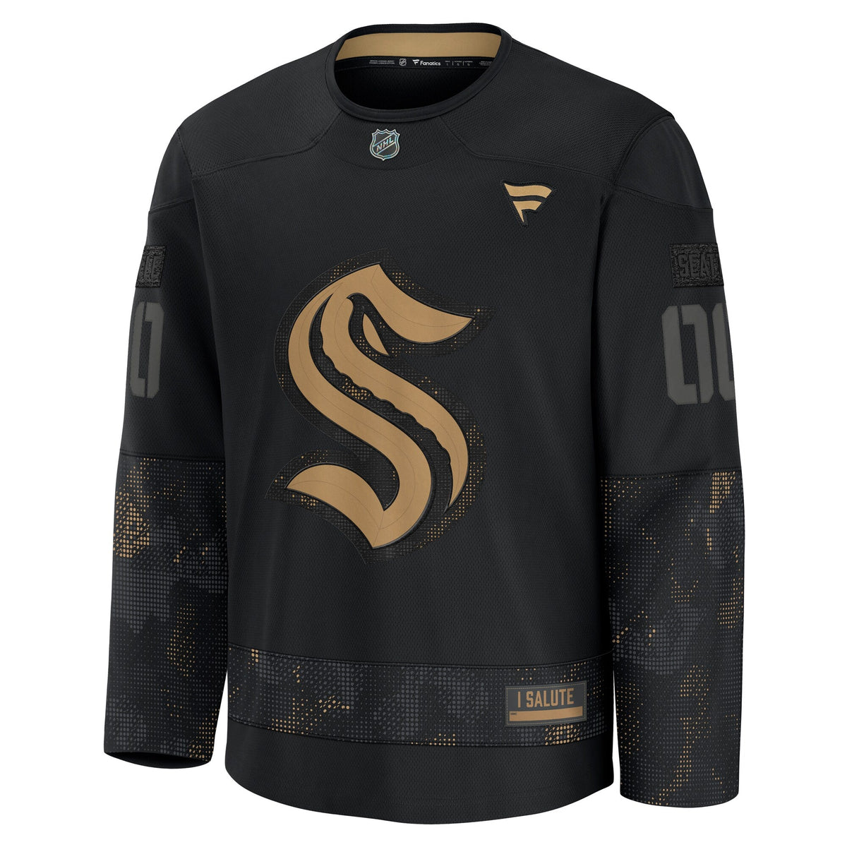Seattle Kraken Black 2024 Military Appreciation Custom Practice Jersey