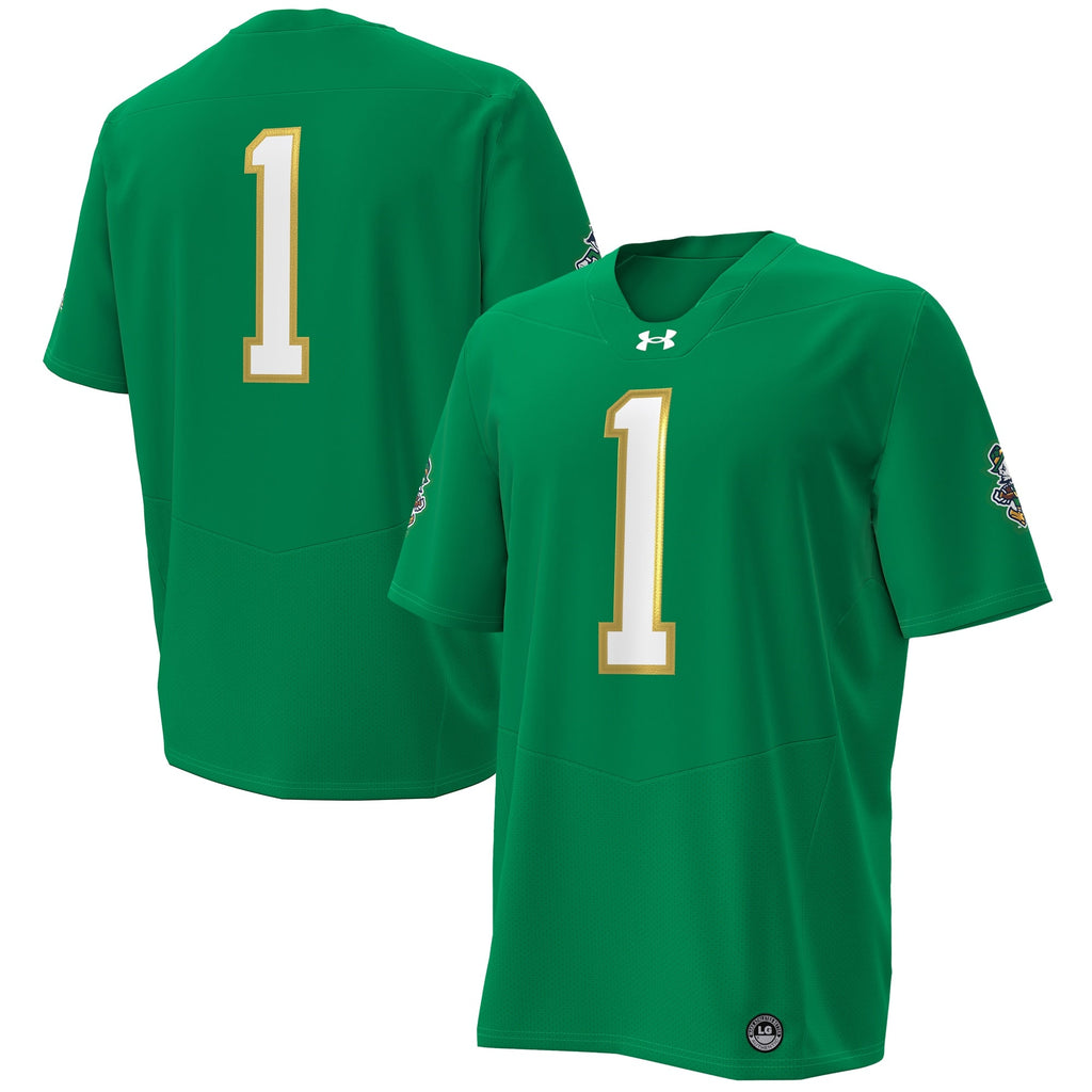 #1 Kelly Green Notre Dame Fighting Irish Irish Wear Green Football Twill Replica Jersey