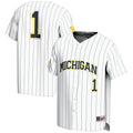 #1 Michigan Wolverines Lightweight Baseball Fashion Jersey - White