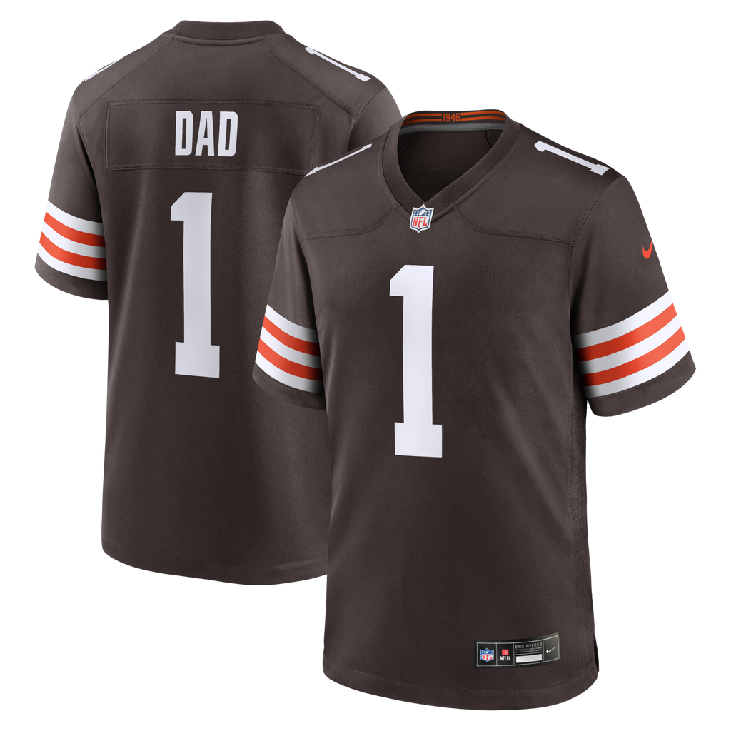 Cleveland Browns Number 1 Dad Brown Game Football Jersey